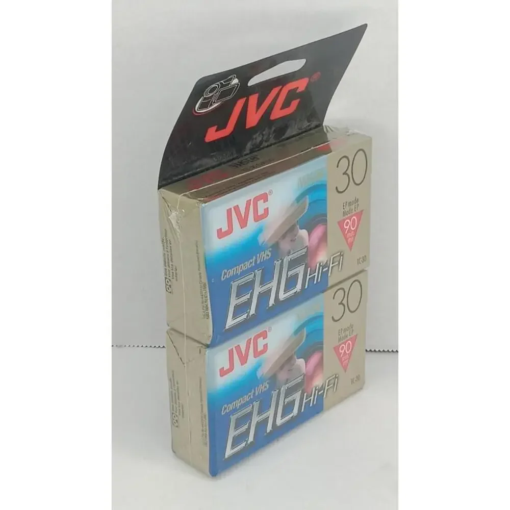 JVC Compact VHS EHG TC 30 Hi-Fi 90 Minute Tapes 2 Pack New Sealed